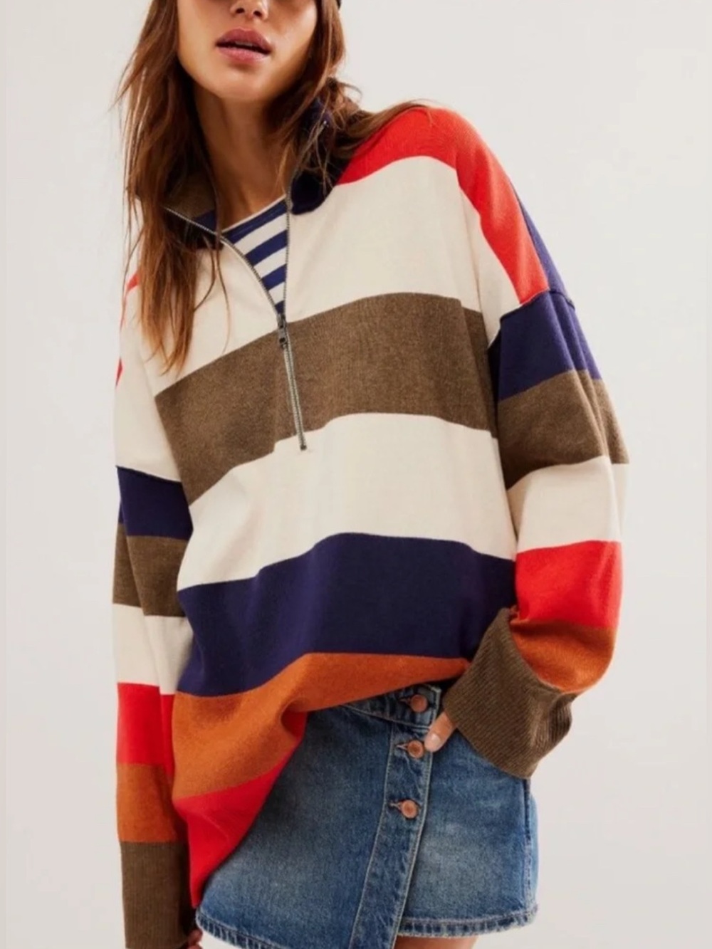 Free People Coastal Stripe Pullover Top in Set Sail Combo Size Small - Picture 2 of 13